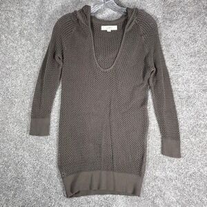 LOFT Women's Brown Crochet Hooded‎ Sweater Dress XS